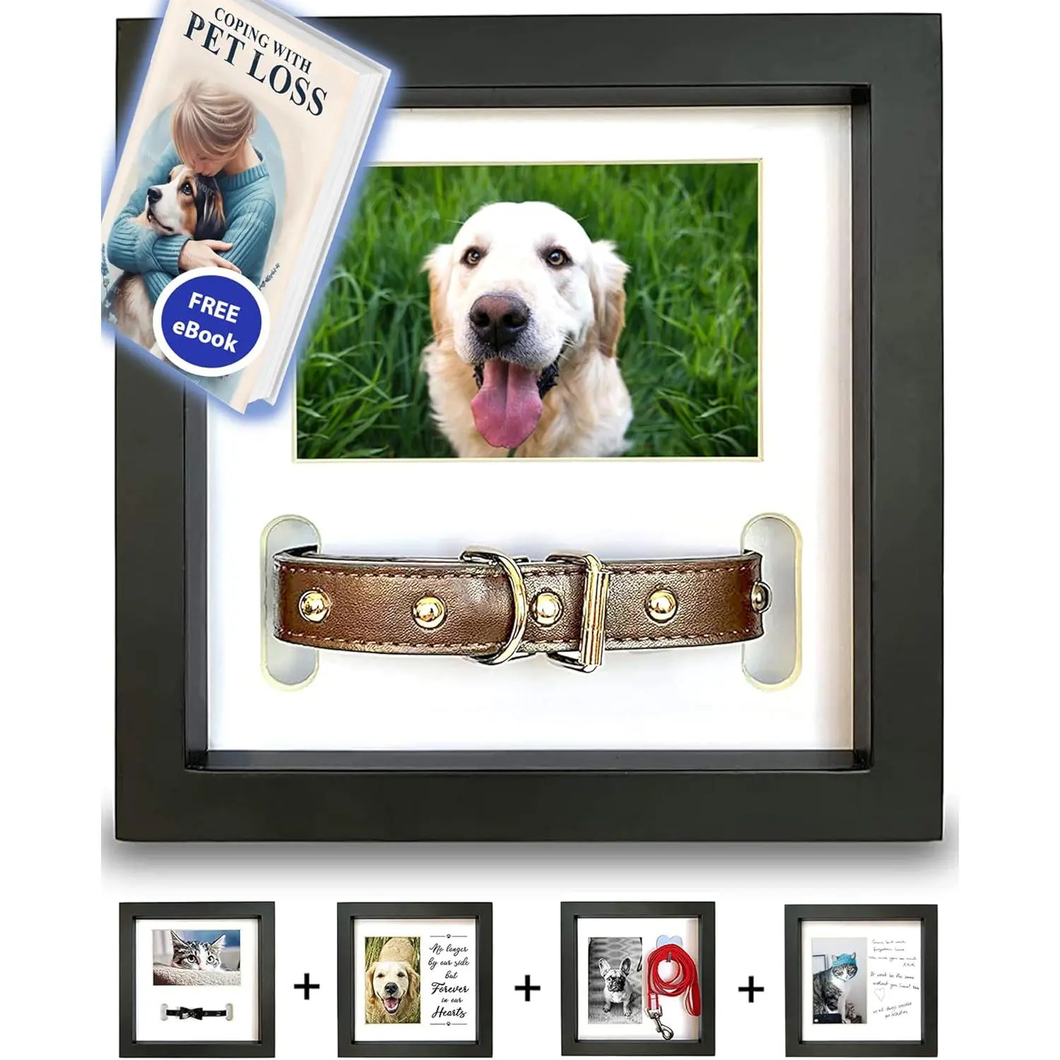 Dog Memorial Picture Frame with 5 Display Options Dog Collar Memorial Gift Cat or Dog Pet Loss Gift for Grieving Friend Pet Remembrance Sympathy Photo Keepsake