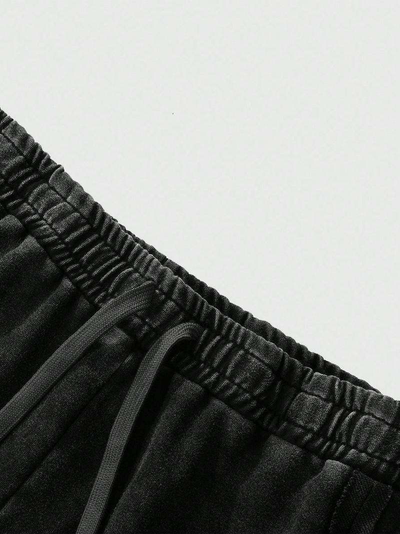 Men's Streetwear Cotton Joggers, Loose Fit Elastic Waist Knit Pants, Casual All-Season Woven Fabric, Daily Wear Fashion