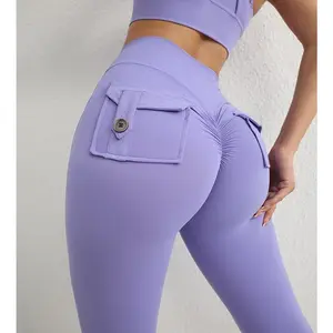 High Waist Yoga Pants for Women – Tummy Control Butt Lifting Workout Leggings with Cargo Pockets, Seamless 4-Way Stretch Breathable Athletic Gym Tights outdoor run
