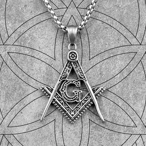 Freemason Masonic Stainless Steel Men Necklaces Pendants Chain Simple Punk for Boyfriend Male Jewelry Creativity Gift Wholesale