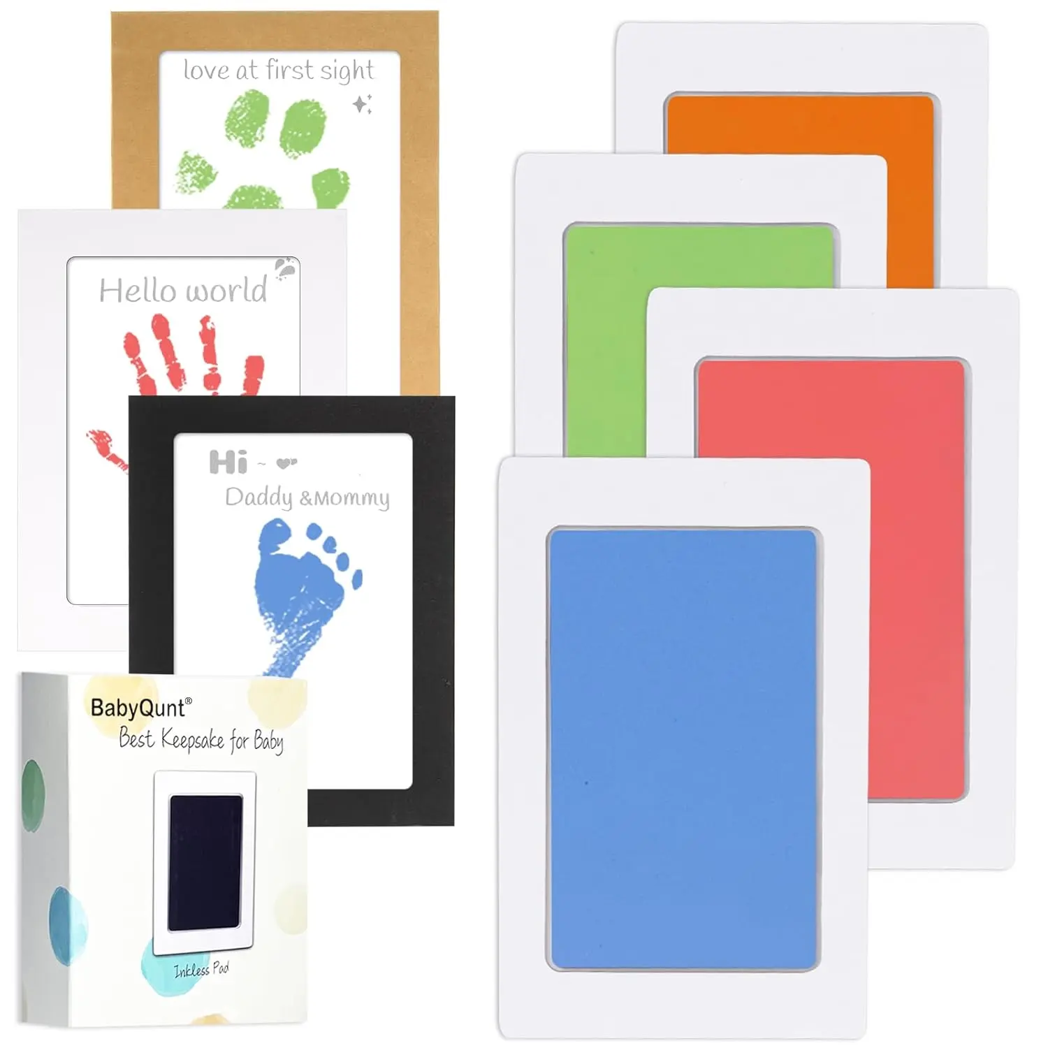 Inkless Baby Hand and Footprint Kit,Clean-Touch Ink Pad Kit,Safe No Mess Printing Infant Hand Foot Stamp,4 Pack Newborn Inkless Print Pads Best Keepsake or Gifts for Family