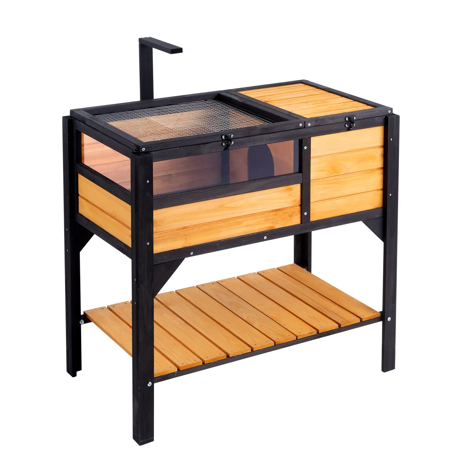 VEVOR Tortoise Habitat, Wooden Tortoise House Indoor Outdoor, Tortoise Enclosure with Light Stand, Reptile Enclosure Small Animal Cage with Stand Legs for Gecko, Lizard, Snake