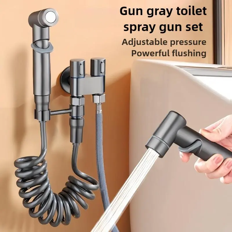 Stainless Steel 4-in-1 Handheld Bidet Sprayer for Toilet - 2-in-1 Heavy-Duty Handheld Shower, Dual Valve System, No-Drill Easy Wall-Mount Bathroom Fixture, Painted (Adapter Required)