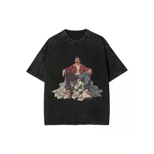Heavyweight Pure Cotton Men's Money Pile Graphic Print Loose Fit T-Shirt - , Stylish for Men & Women