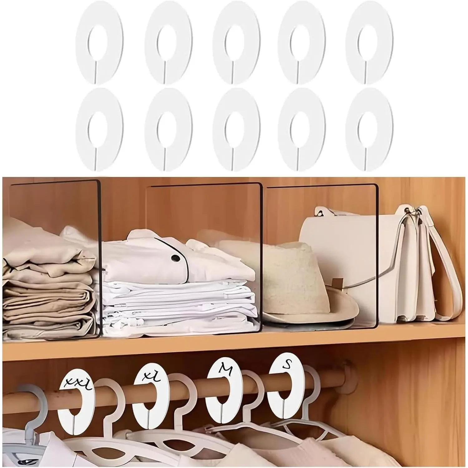 Solid Plastic Closet Dividers 10-Pack, Durable Wardrobe Organization for Hangers for Clothes on Closet Rods and Racks