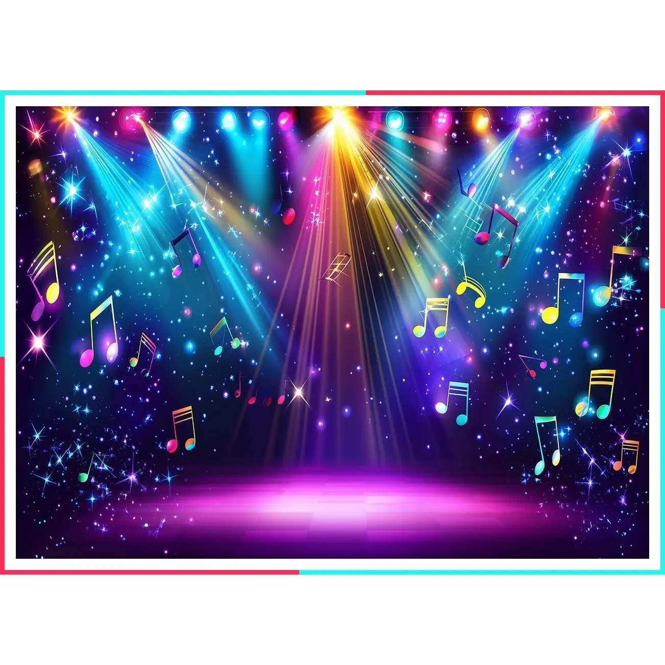 7x5ft Rainbow Stage Photography Backdrop 1980s Colorful Disco Rock Music Glow Neon Dance Birthday Party Decorations