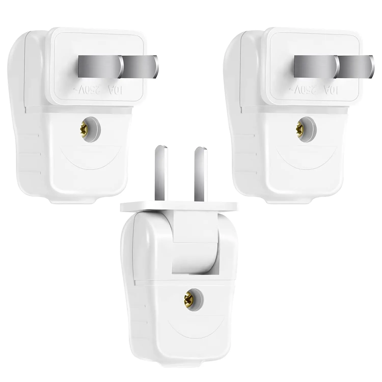 3 count  Electrical Plug 2-Prong Lamp Plugs, 10A 110-250V 2-Wire
