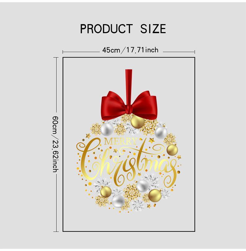 1 Piece of 45Cm*60Cm Christmas Decoration Sticker, Christmas Window Sticker, Containing Bow, Snowflake, and Merry Christmas Element Pattern, Suitable for Door Decoration of Homes, Schools, Restaurants, Coffee Shops, Etc