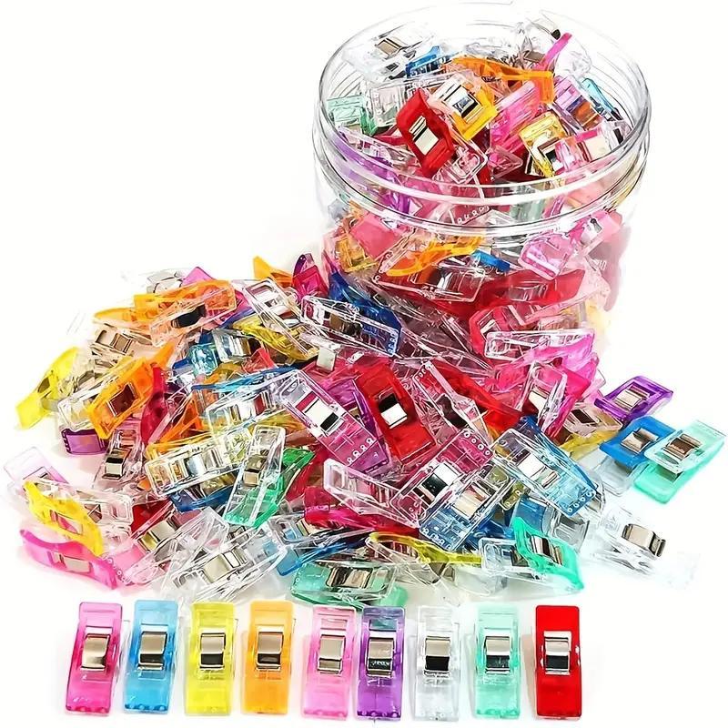 Random Color Sewing Clip with Storage Box, 100pcs Multipurpose Colorful Sewing Clip, Sewing Machine Accessories for Home & Office, Sewing Supplies Crafts