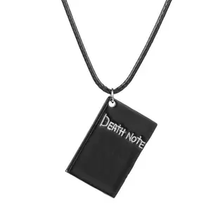 Anime Death Note Necklace Rope Leather Choker Fashion Black Note Book Model Pendant Necklace For Women And Men Accessory