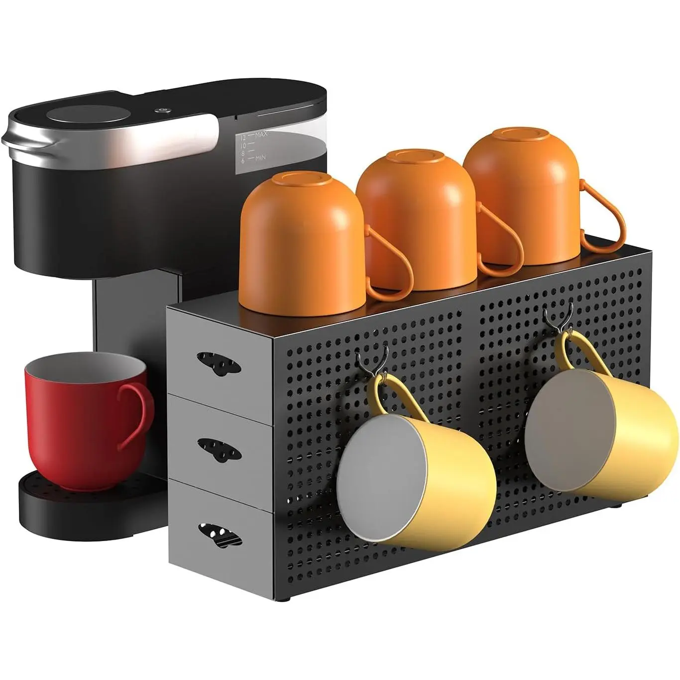 Coffee Pod Drawer Holder, 42 Pods Large Capacity, 3 Tier Holder for K Cup Pods, Coffee Pod Organizer for Countertop, Storage Rack for K Cup Pods, Space Saving, (Only Pod Drawer and 2 Hooks)