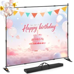 VEVOR 10x 8 Ft Backdrop Banner Stand Adjustable Height and Width Newest Step and Repeat for Trade Show Wall Exhibitor Photo Booth Background