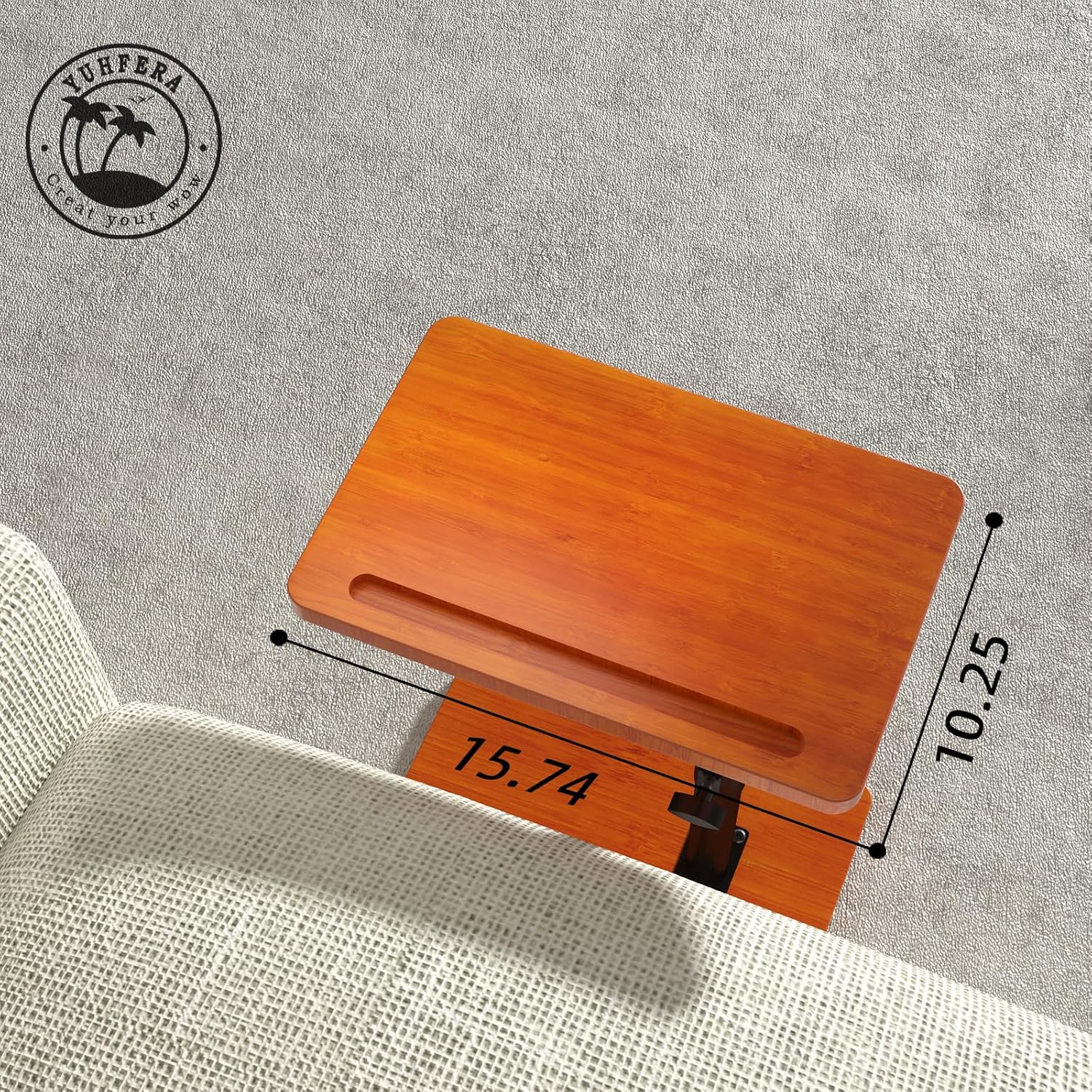 360? Rotatable Sofa Tray Table for Couch Arm - Height Adjustable End Table for Bed or Chair with Phone & Tablet Slots, TV Tray Table, Side Table Tray for Small Spaces(Mahogany,Rectangle) 360? Rotatable Sofa Tray Table for Couch Arm - Height Adjustable End Table for Bed or Chair with Phone & Tablet Slots, TV Tray Table, Side Table Tray for Small Spaces(Mahogany,Rectangle)