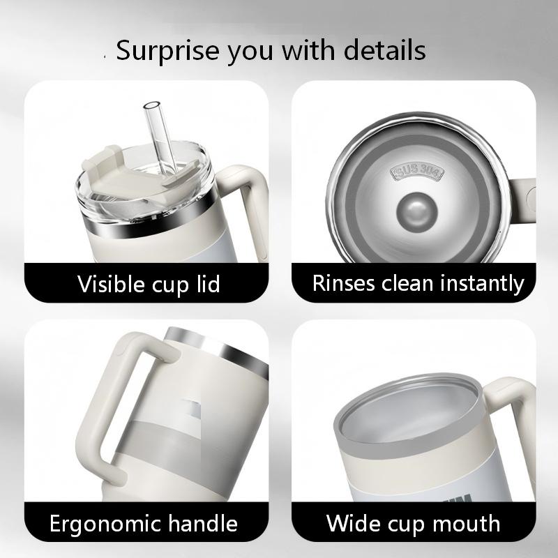 40oz Car Cup, 304 Stainless Steel Insulated Cup, Large Capacity, Portable With Handle, Ice-Resistant Cup, Essential For Outdoor, Home, And Office Use