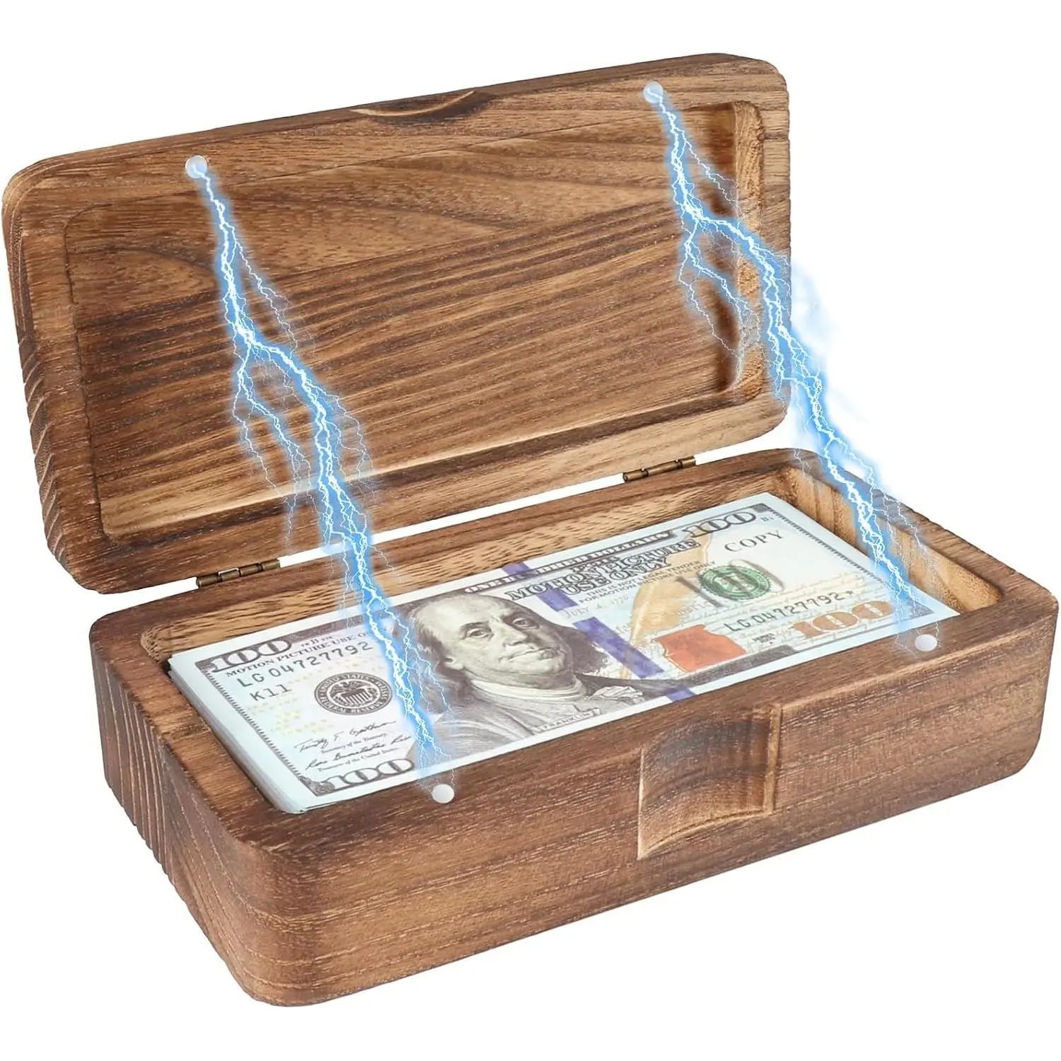 Wooden Tray with Hinged Lid and Closure - Single Compartment Accounting Organiser, Bill Storage Case, Gift Idea for Office Supplies