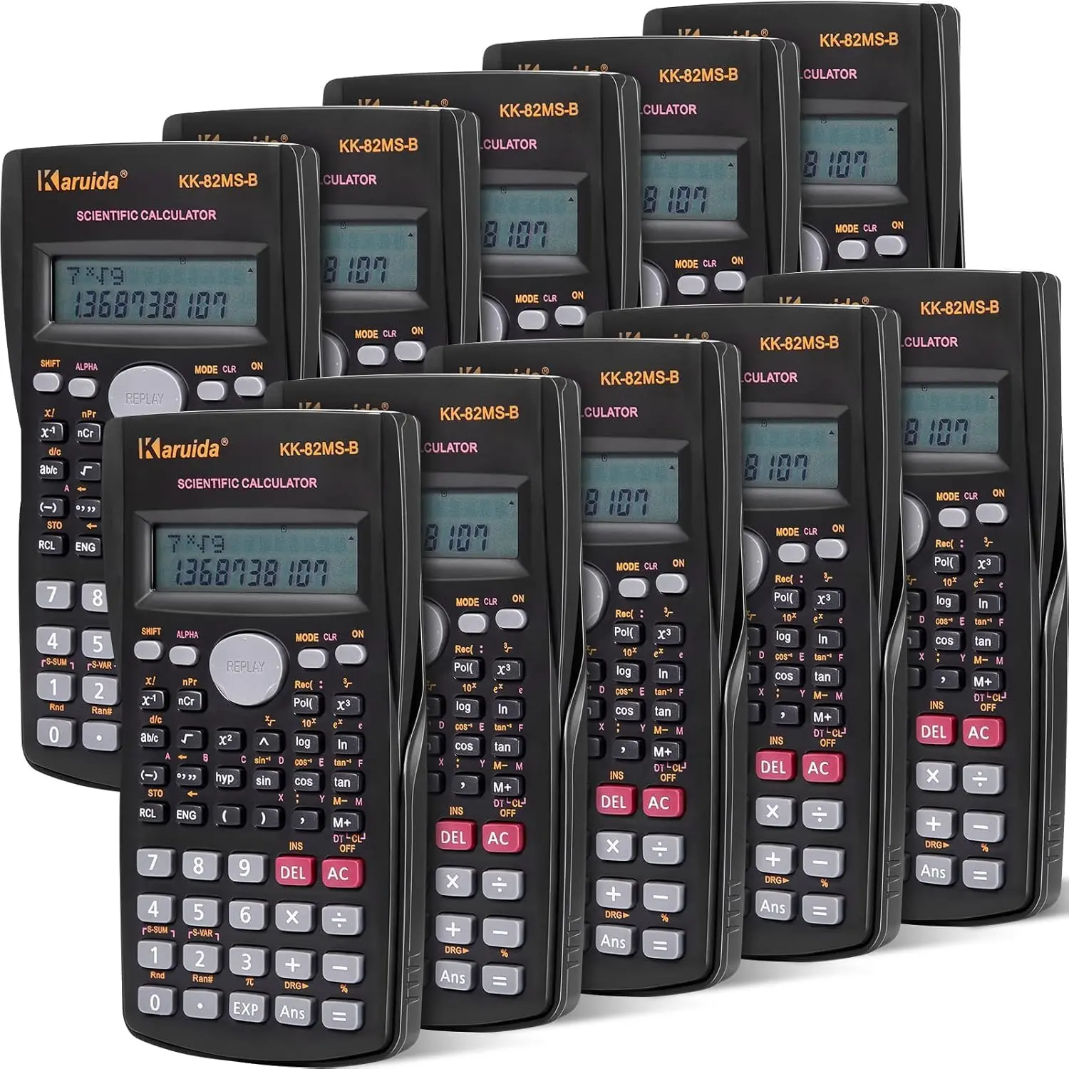 2 count 2 Line Engineering Scientific Calculator Bulk Function Math Calculator Large Display for Student Teacher Classroom High School College School, AAA  Included (Black)