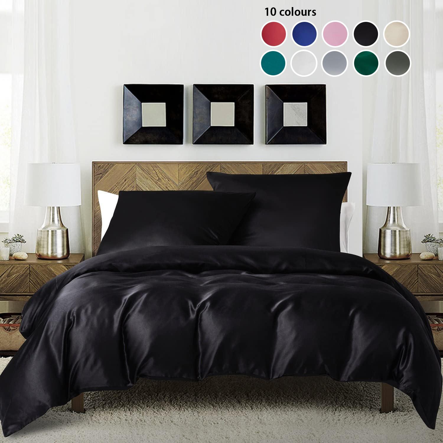 Solid Color Satin Duvet Cover Set, 2/3 Counts/set Including 1 Duvet Cover & 1/2 Pillowcase without Filler, Soft Comfortable Bedding Set for Home Bedroom, Bed Sets