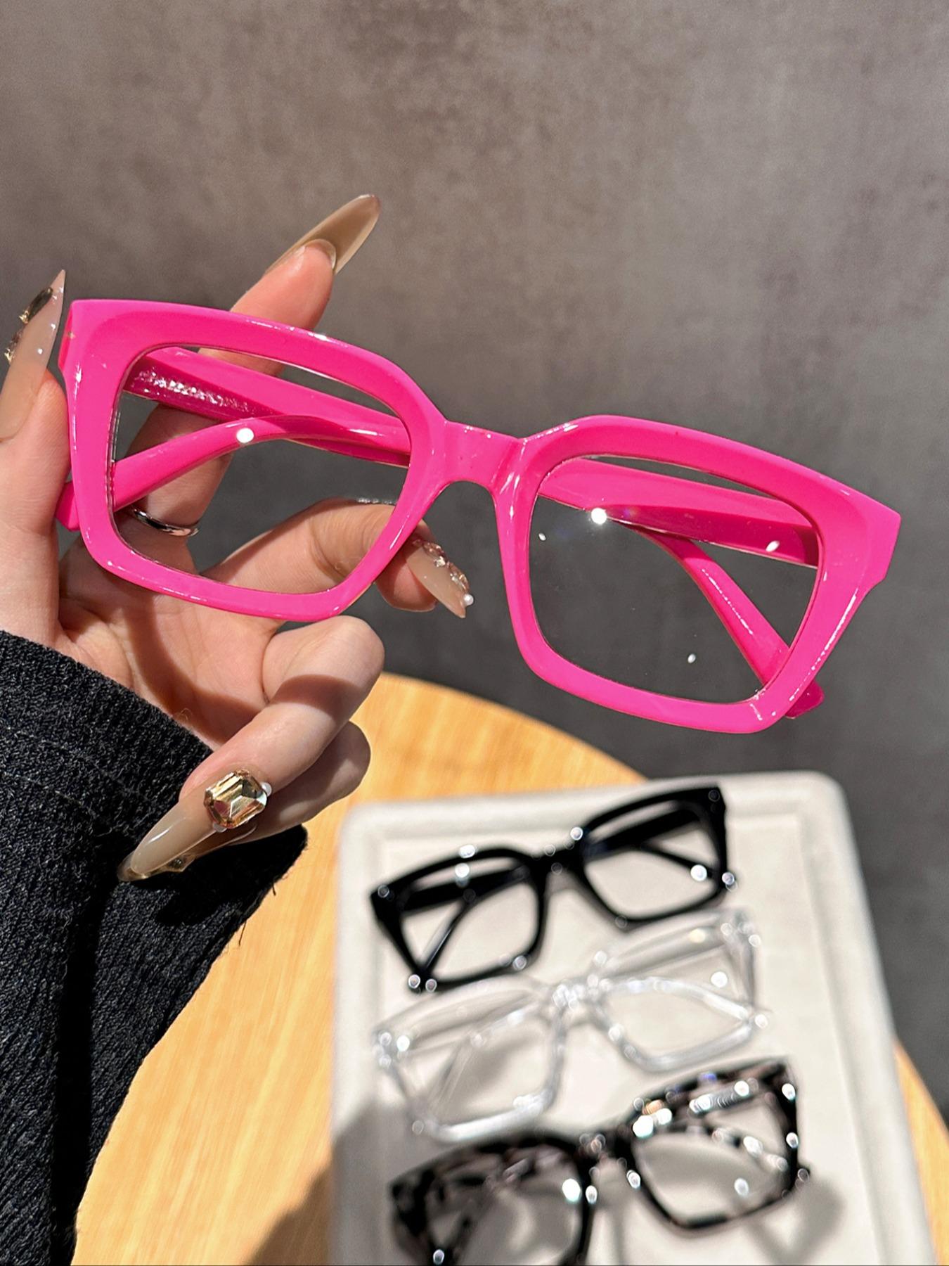 Unisex Simple Style Plain Color, Trendy Casual Stylish Square Frames Eyeglasses for Everyday Use, Fashion Accessories for Outdoor Activities