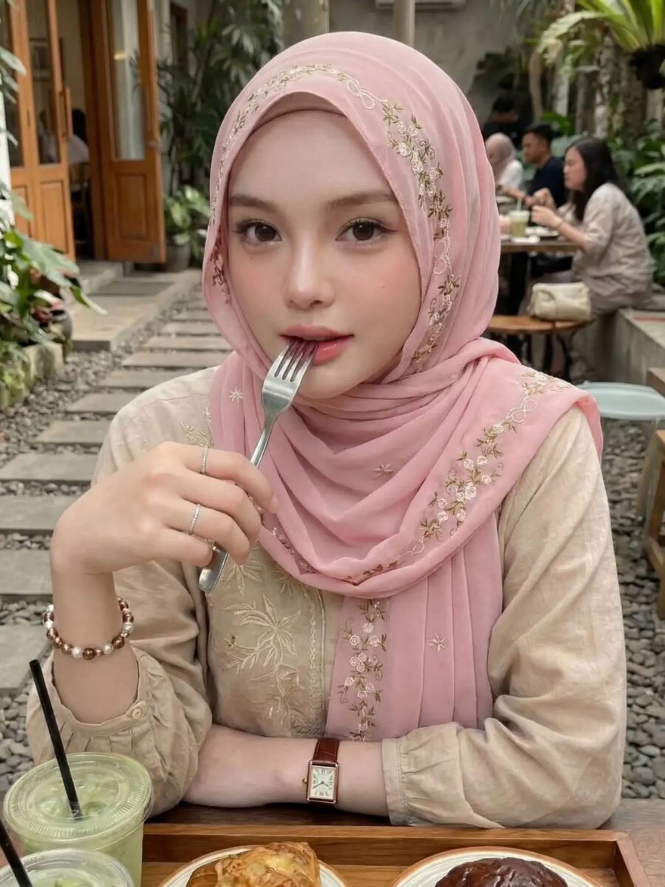 Elegant Floral Embroidered Chiffon Headscarf, Soft and Breathable, Muslim Women's Daily Shawl, Comfortable and Stylish Accessory