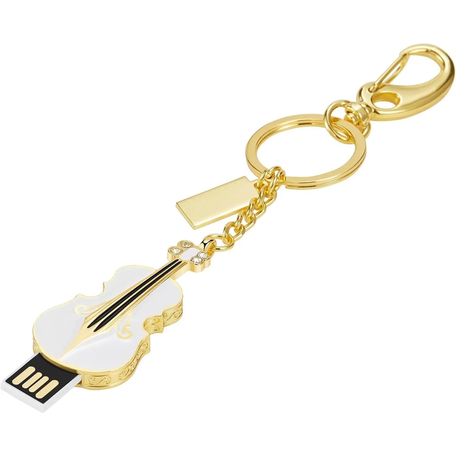 USB Flash Drive, 16GB/32GB/64GB/128GB USB2.0 Guitar Shape Memory Stick Date Storage Pendrive Thumb Drives U Disk Key Chain(16GB,Blue)