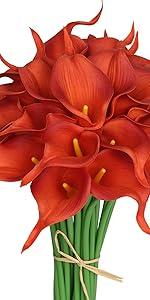 Mini Artificial Calla Lily 10 Stem Bridal Bouquets Artificial Latex Real Touch Flowers for Home Party Decor (Teal Blue White)