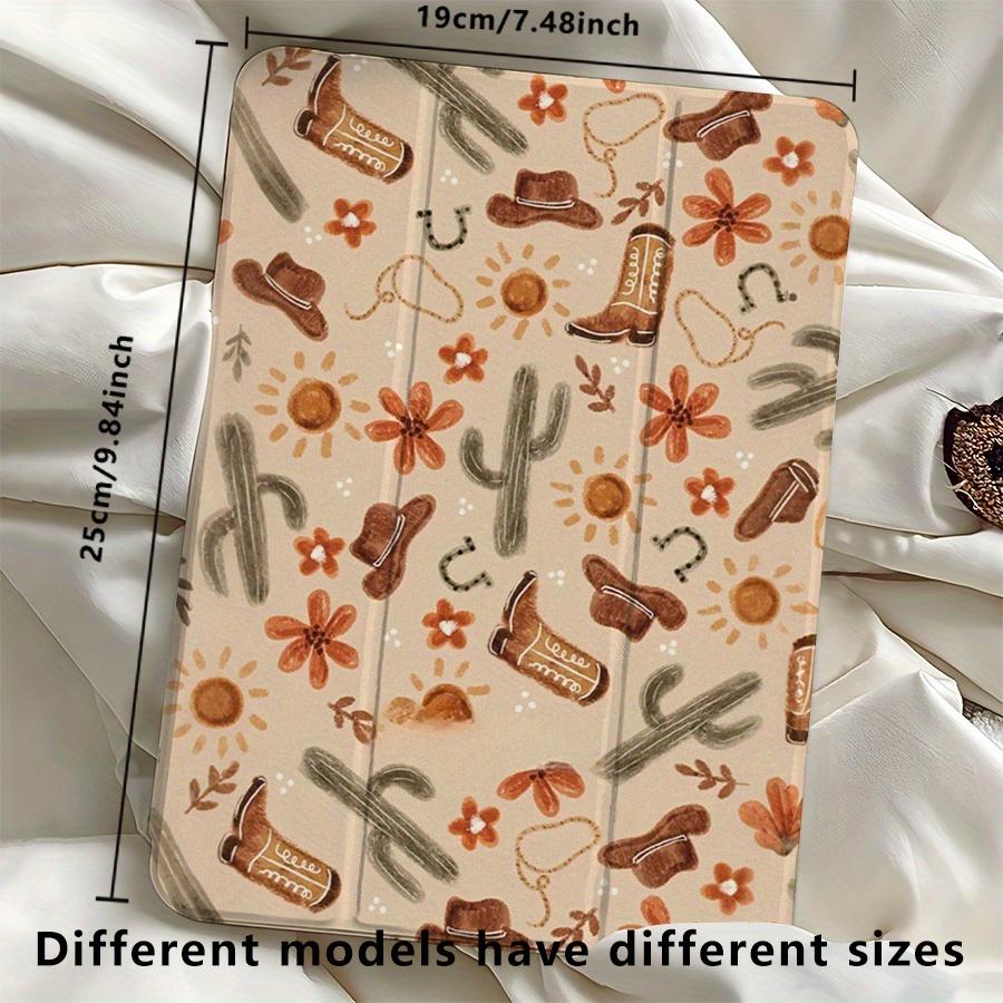 Horseshoe and cactus pattern, adjustable stand and pen slot, foldable non-slip TPU protective case, suitable for Samsung, iPad mini, iPad Air, iPad Pro/iPad 10th generation, 11th generation and other iPad models.
