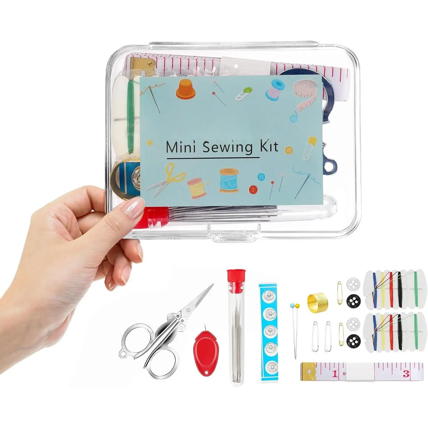 Min Sewing Kit, Travel Sewing Kit with Multi-Color Threads, , , Buttons, Portable  Sewing Tool Set with Storage Case, Adults Sewing Repair Kit for Craft Supplies