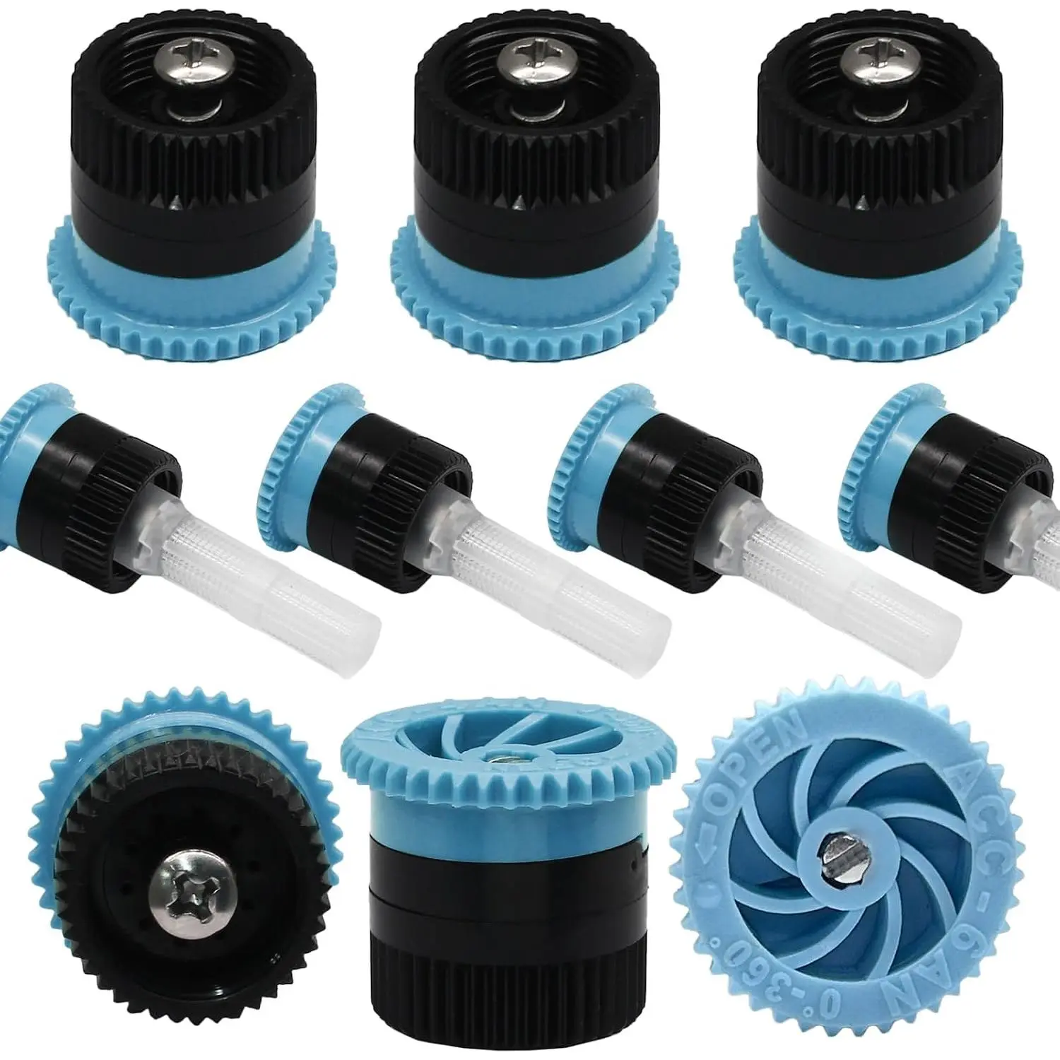 Variable Arc Nozzle, 10 count Adjustable Sprinkler Heads  with Pop Up Sprinklers, 0°-360° Full Circle   Nozzles, 6 Van Lawn Irrigation Heads for Garden and Lawn