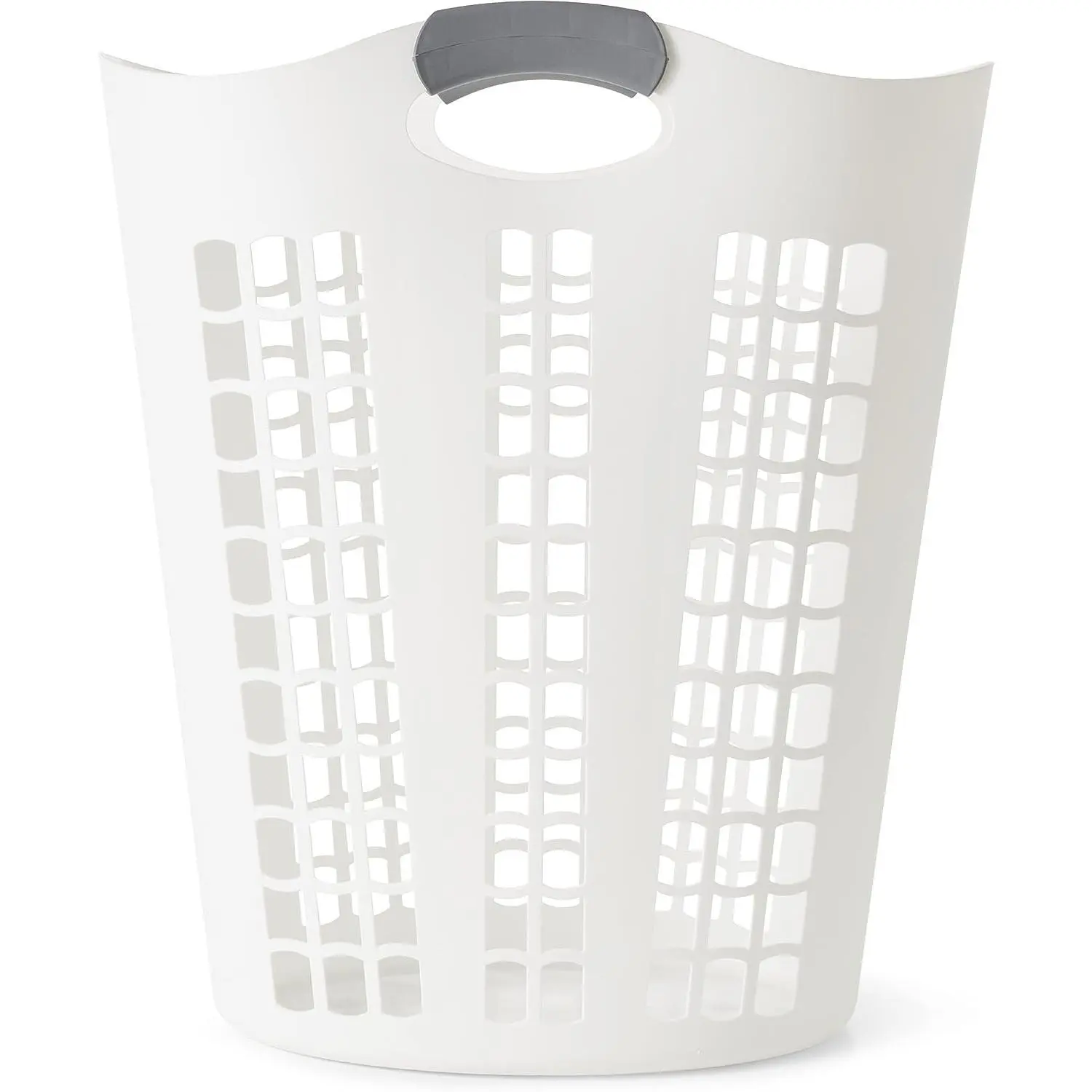 Laundry Basket, Easy Carry Flex Collapsible Hamper, 87.5 Liters, White - Large Plastic Clothes Storage Organizer for Home, Bathroom, and Bedroom