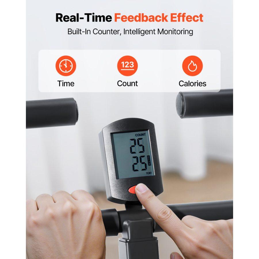 VEVOR Squat Machine, Deep Squat Rowing Machine for Home, Easy Setup Foldable Exercise Equipment, Glute Trainer Machine with 3 High-Strength Resistance Bands, Glutes Leg Home Workout Machine, Black