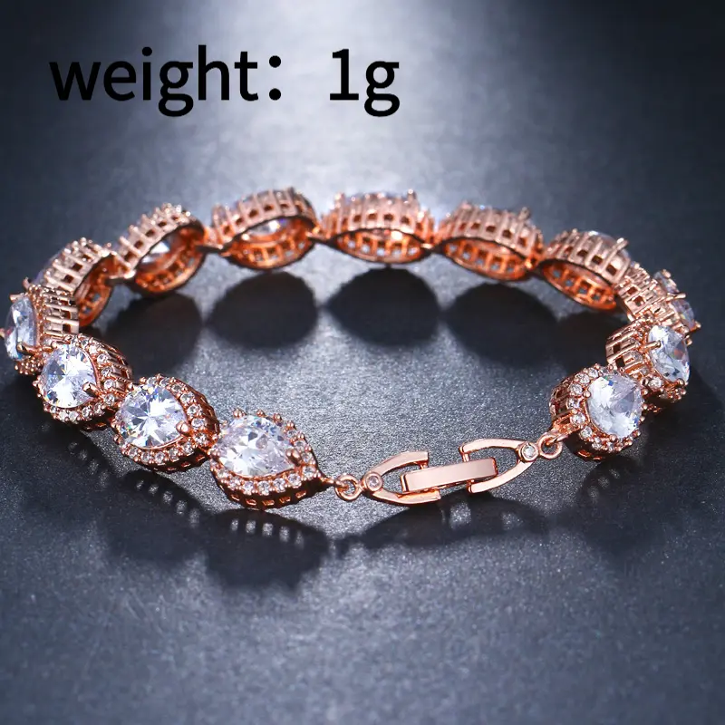 Elegant Teardrop Zircon Bracelet, Micro-Inlay Jewelry with AAA Stones for Women's Evening Wear and Formal Events, Bangle, Zircon Stones