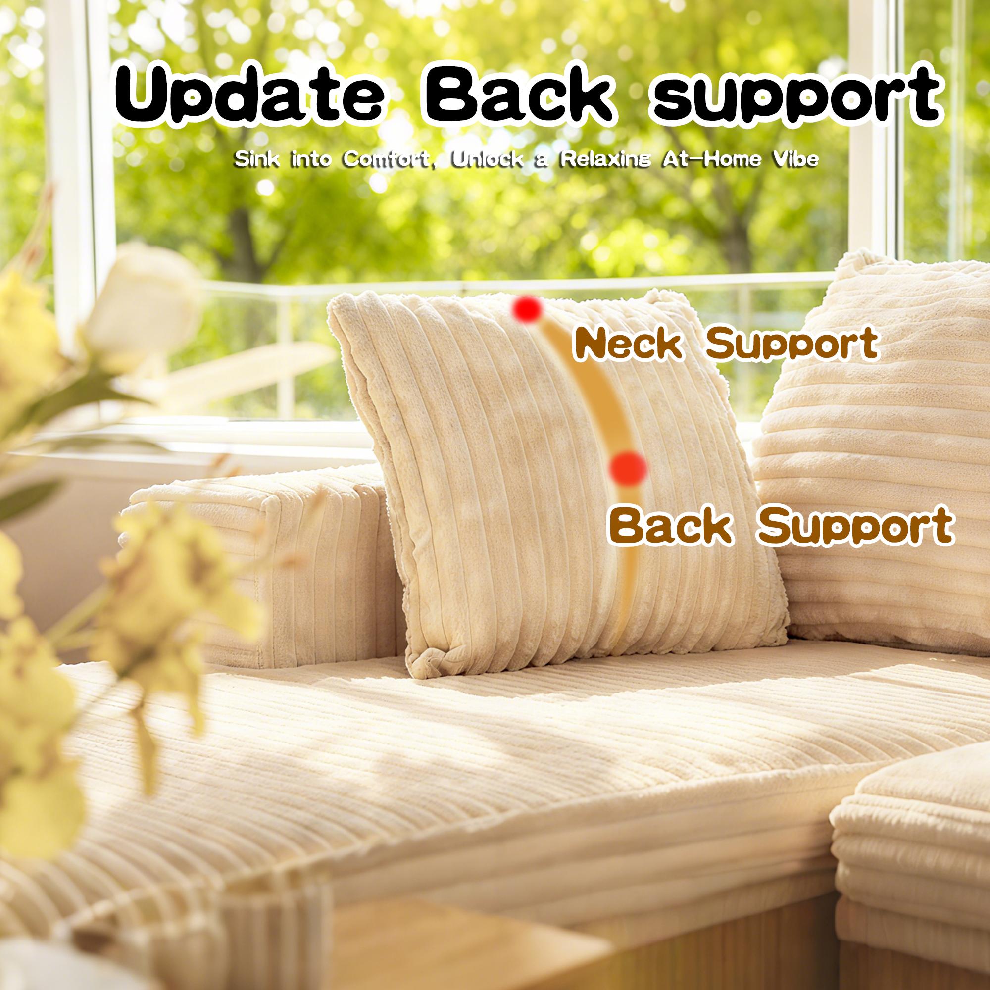 110" L-Shaped Sectional Sofa, Corduroy Chaise, Memory Foam, Modular Design, Living Room Storage