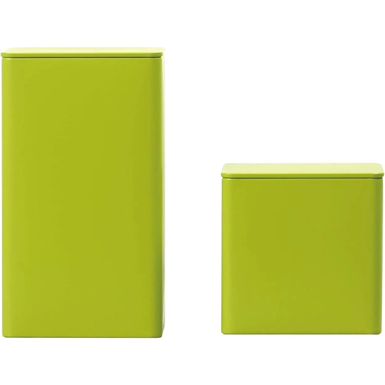 Square Steel Storage Container, Mini Portable Small Box for Treats Gifts Favors Loose Tea Coffee Crafts (Green, 1 Small 1 Large)
