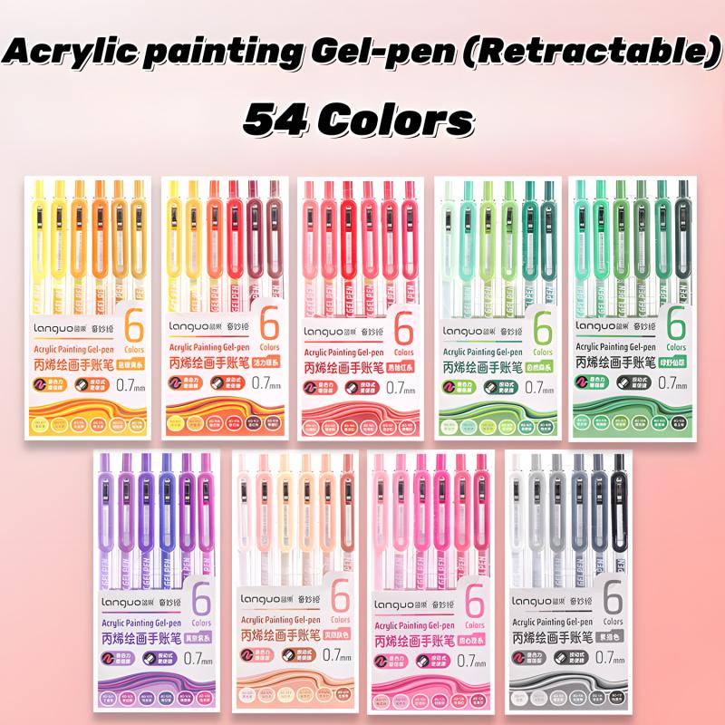Acrylic Painting Gel Pen,Retractable 0.7mm Tip,Rich Color Large Capacity Ink Pens,Art Supplies For Diary,Card,DIY,Coloring, Doodling, Stackable colors, Clip Acrylic Gel Pen, Acrylic Paint Markers