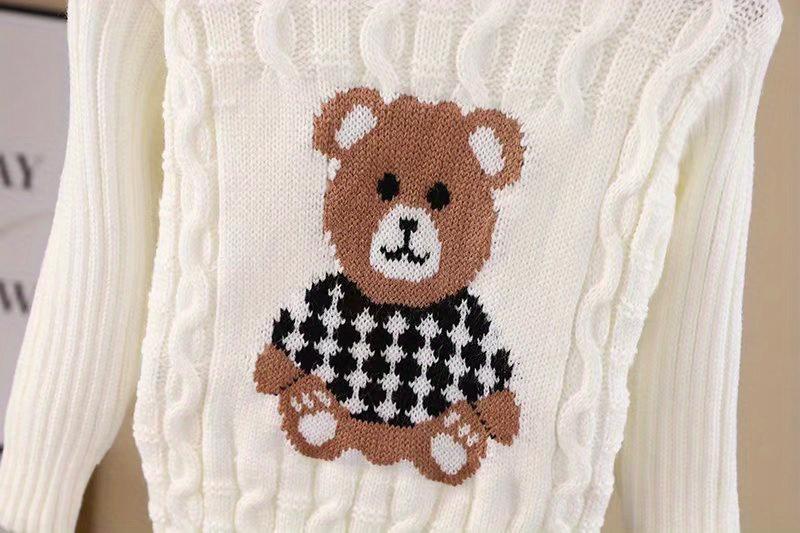 1pc Kids Cartoon Bear Turtleneck Sweater - 100% Acrylic Knit Fabric, Casual High Neck, Skinny Fit, Long Sleeve, Regular Length - Boys and Girls Fall/Winter Pullover Sweater