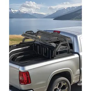 VEVOR Truck Bed Roll Bar, Universal Adjustable Sport Bar Chase Rack Compatible with Full - Size Mid - Size Pickup, With LED Brake Light, Stainless Steel+ Carbon Steel No Rack Included