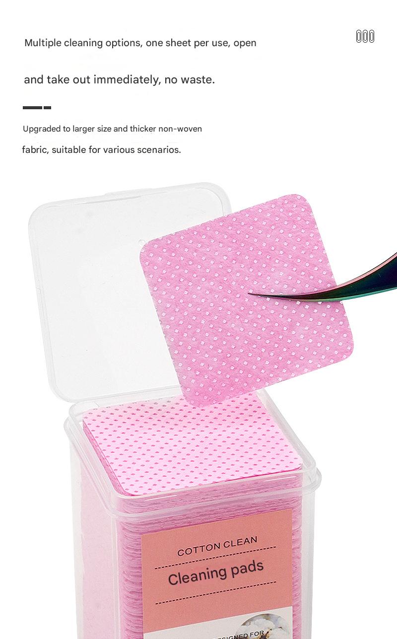 2 boxes 400pcs / Glue bottle mouth cleaning cotton pads, tweezer cleaning cotton pads,pink boxed glue wipes, non-woven fabric material, 200 pieces/box