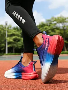 Unisex Light Sport Running Footwear, Air-permeable Tech Fabric, Soft Elastic MD Midsole Rubber Outsole, Cushioned Bounce Suitable For Jog Campus Commute Light Exercise