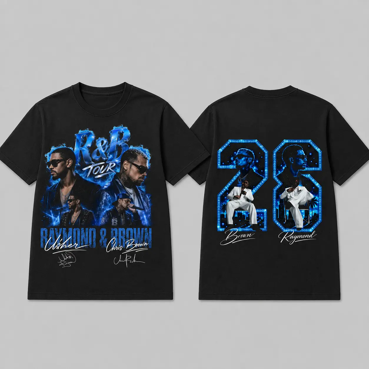 Men's Vintage Raymond & Brown 2026 Tour Blue Premium Acid Washed Short-Sleeve Cotton Tee - Music Duo Graphic Urban Streetwear, Concert Merch Gift for Fans, Comfy Casual Top shirts humorous tshirt men