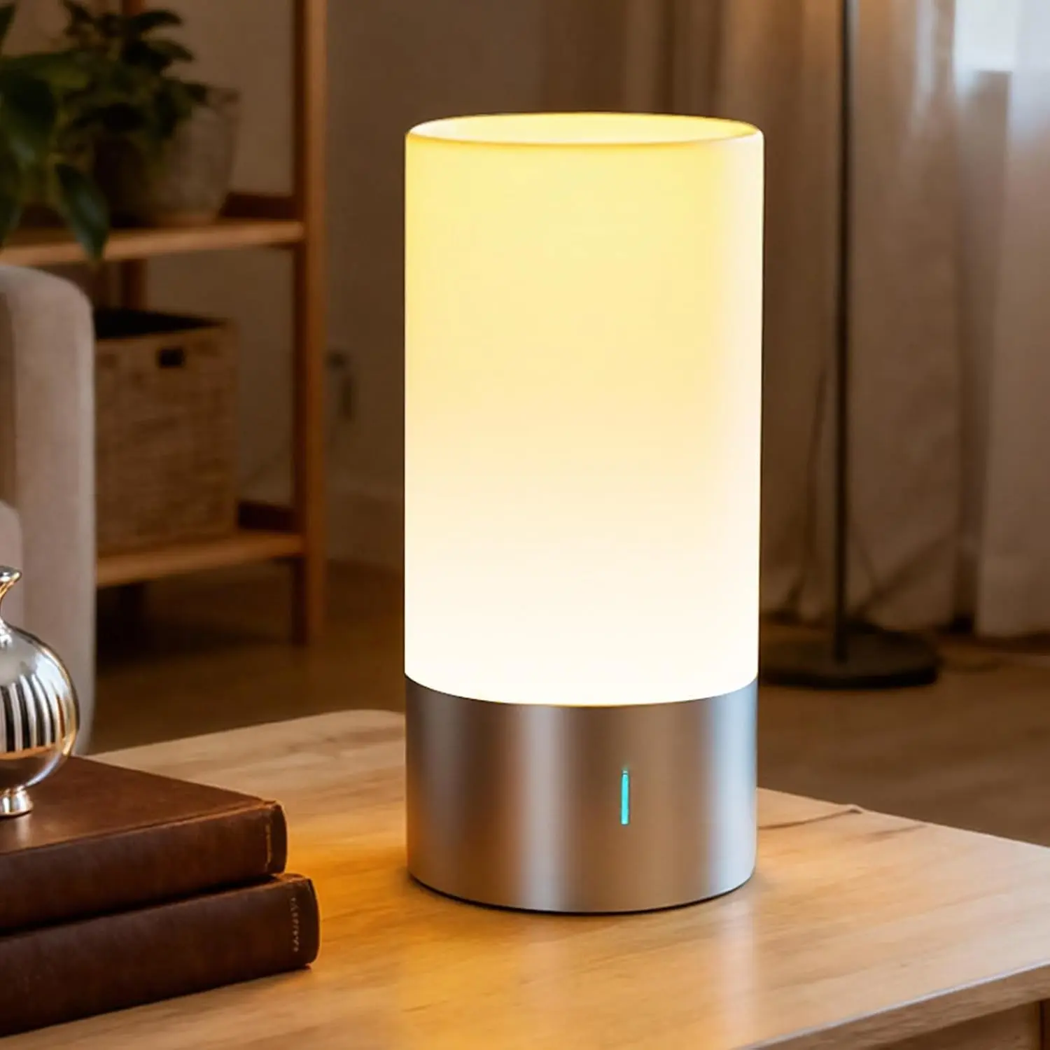 Table Lamp, Bedside Touch Control Lamp for Bedroom 3 Level Dimmable Warm White Lights with 256 RGB Color Mode Modern Design Smart Nightstand Desktop LED Lamps Portable for Read (Advanced)