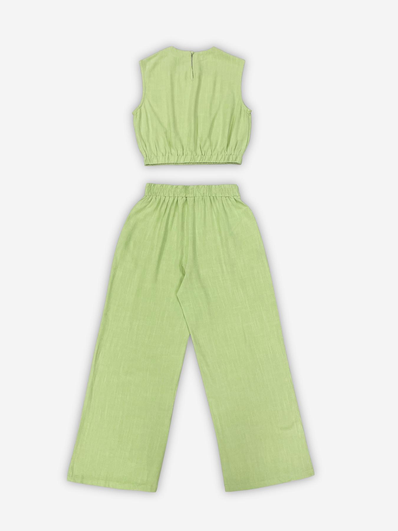 Women Linen Two Piece Set Sleeveless Top Wide Leg Pants Outfit Casual Summer Vacation Look Loose Fit With Pockets Comfy Chic Daily Wear