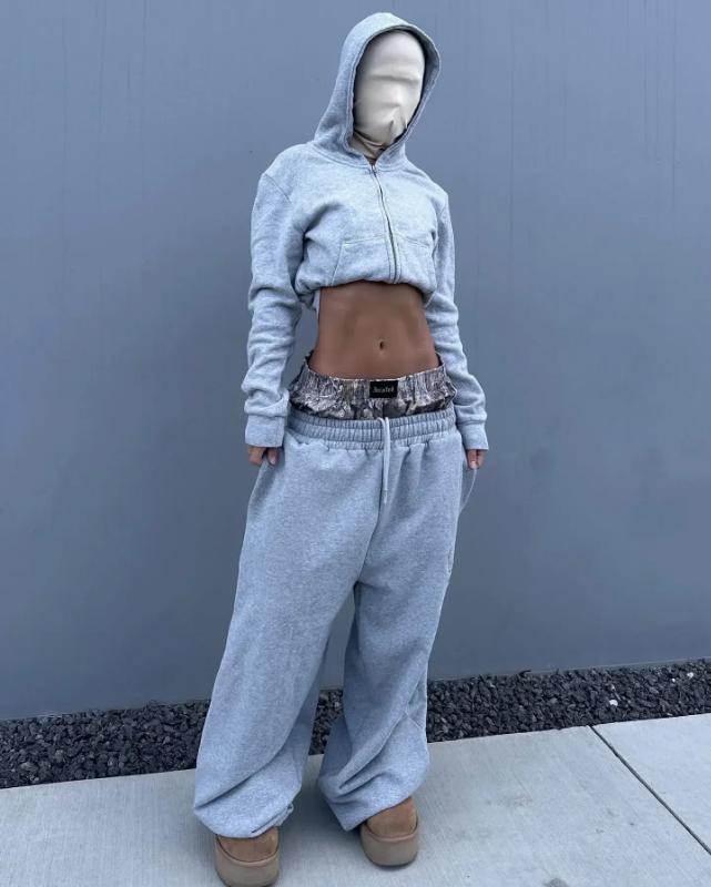 NewY2K pants vintage Harajuku double Embroidered waist Sweatpants Men Wome Hip Hop Casual High waisted Wide Leg Pants Streetwear Menswear Trouser