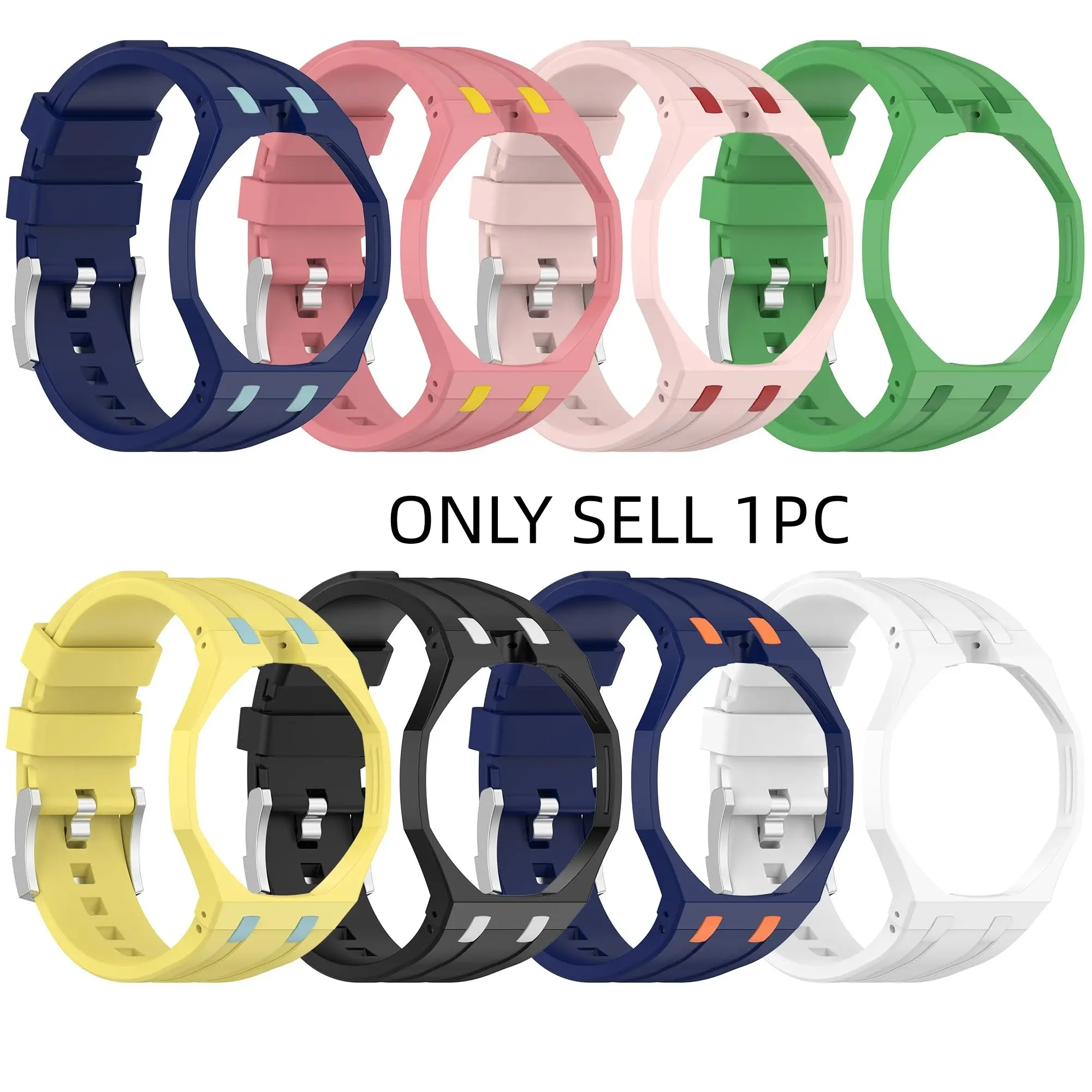 Change to Wristwatch Strap + Case for Swatch x AP Royal pop Pocket Watch PC Case+Silicone Band 2 In 1 Wriststrap Accessories Design