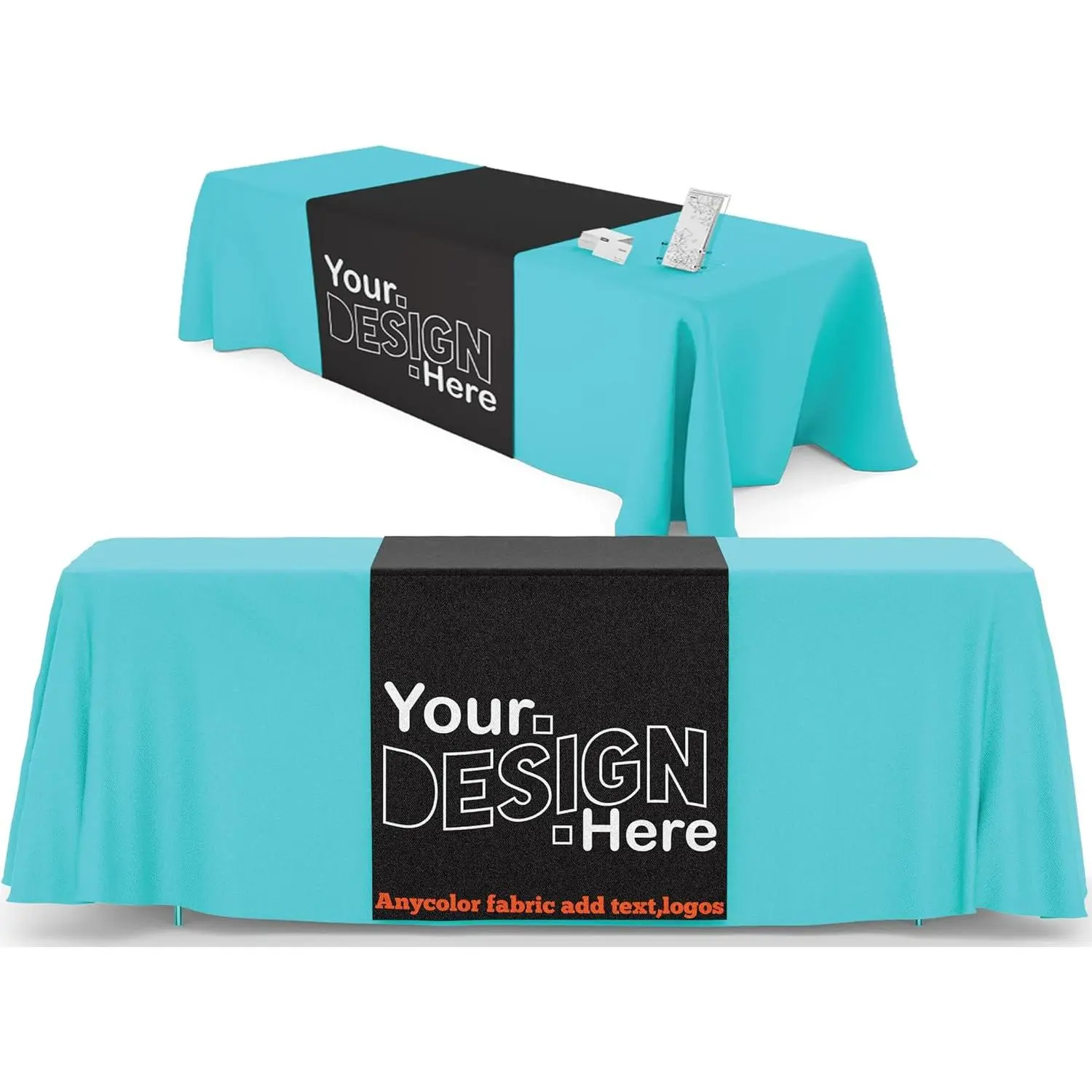 Customizable Wrinkle-Free Event Display Tablecloth - USA-Made, with Business Logo, for Small Businesses, Multi-Size (24x48 in Recommend for 6ft Tables)