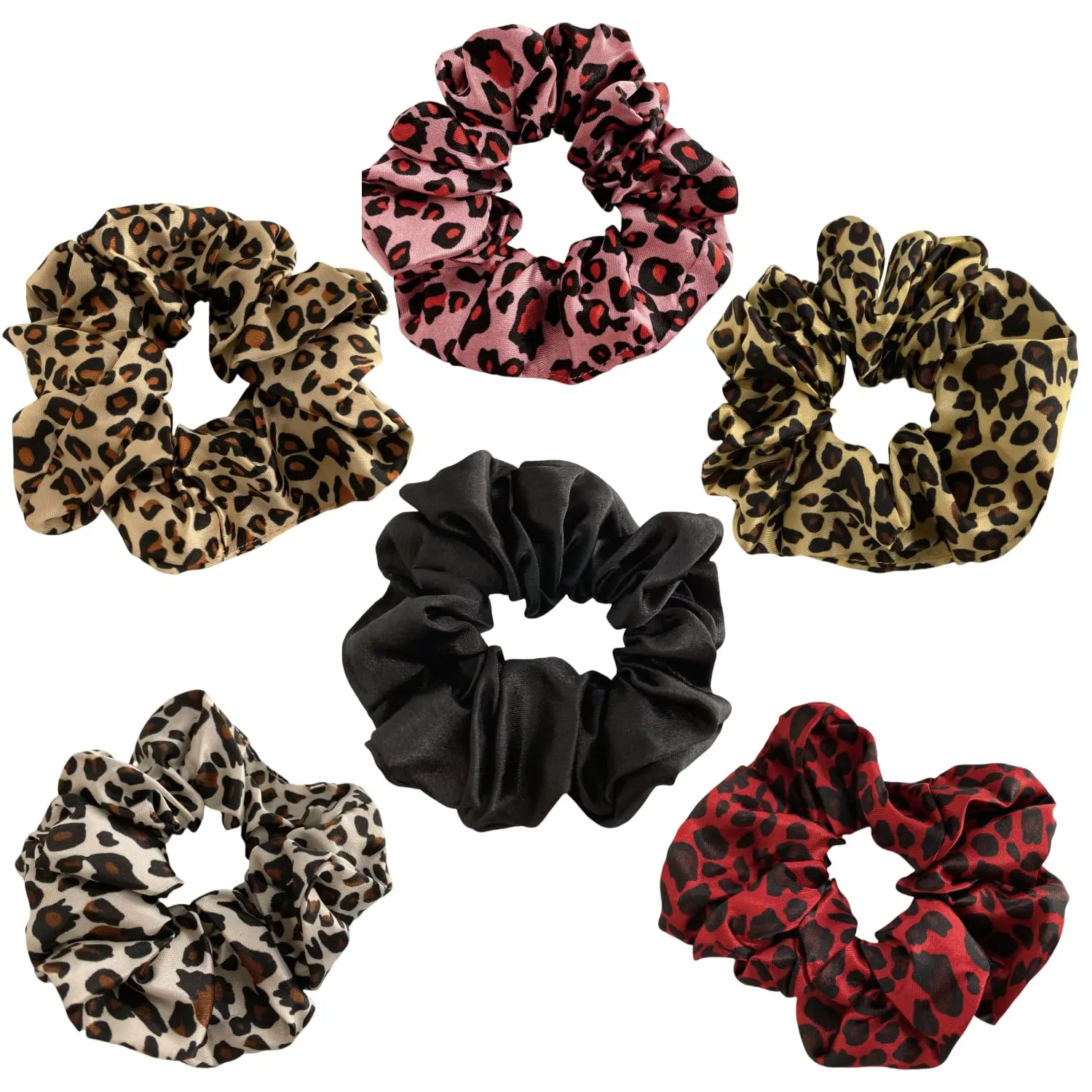Stretch Thick Hair Ties Printed Hair Scrunchies for  Hair Types Seamless Hair Ponies Elastics Ponytail Holders for Thick Hair Hair Accessories Women Girls 6-Pack