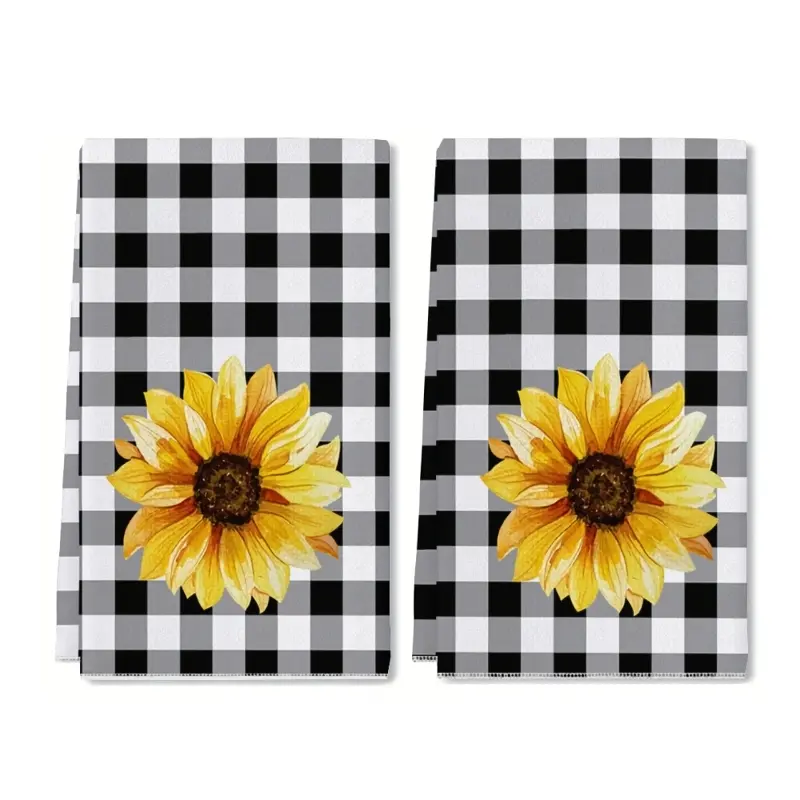 2-pack 16x24 inch kitchen dishcloths - Fun sunflower dishcloths, tea towels, hand towels, sunflower kitchen towels, summer kitchen decoration gifts, housewarming presents.