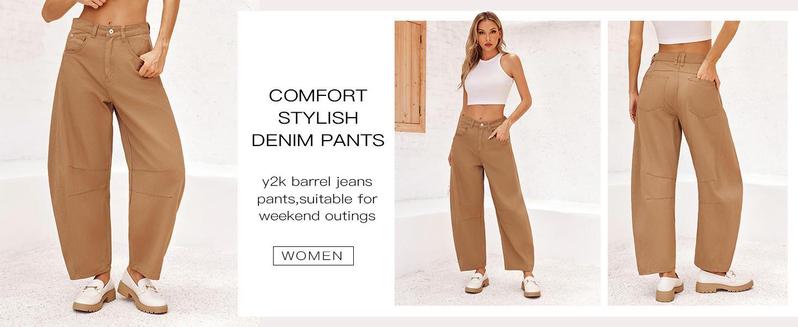 Women's Baggy Boyfriend Jeans Vintage Wide Leg Mid Rise Barrel Denim Ankle Pants Women's Baggy Boyfriend Jeans Vintage Wide Leg Mid Rise Barrel Denim Ankle Pants