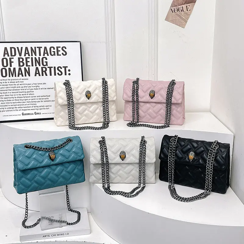 2026 New Chain Bag Textured Rhombus Embroidery Thread Single Bag Versatile Single Shoulder Crossbody Hot Selling Women's Bag