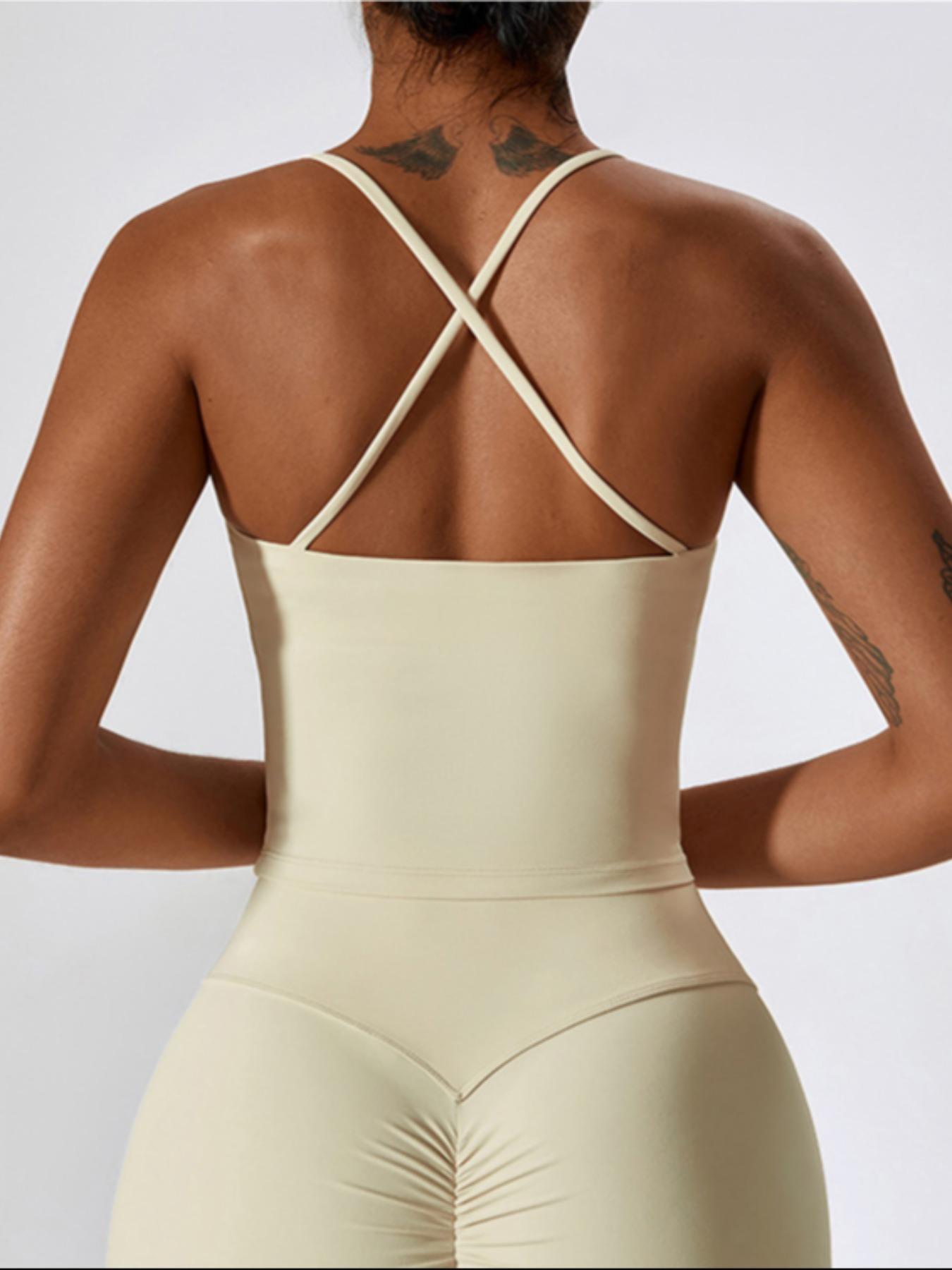 Criss-Cross Backless Sports Vest, Y2K Streetwear Running Vest, Casual Comfy Breathable Cami Top for Yoga, Running and Fitness, Sleeveless Workout Activewear for Summer, Sport Vests