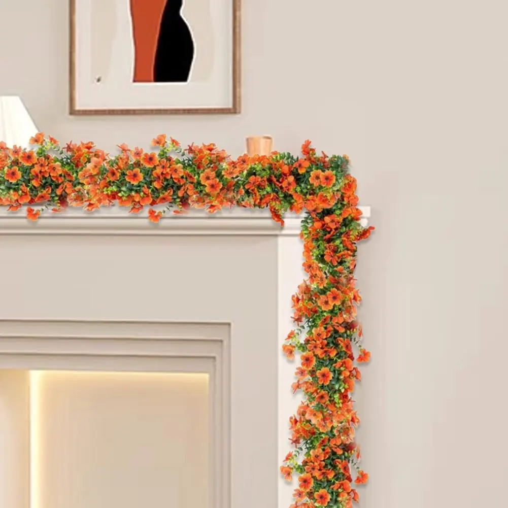 68in UV-Resistant Lightweight Artificial Violet Silk Flower Garlands (4/8-Pack, Orange) - Multicolored Colorful Fake Ivy Vines for Wedding Backdrop, Hanging Decoration & Arch Accents